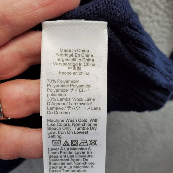 J Crew Mens Crew Neck Sweater Navy Blue Size L Lambs Wool Blend Long Sleeve New - Picture 5 of 7